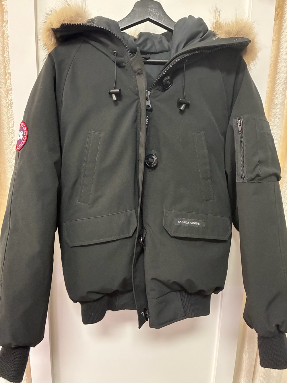 Canada Goose Chilliwack Black Bomber Jacket with Fur Trim